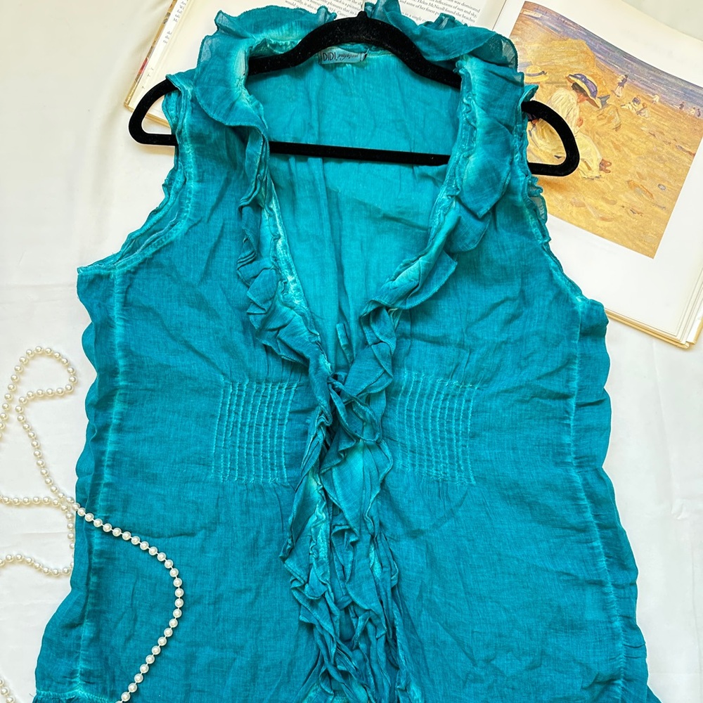 Teal Ruffled Blouse